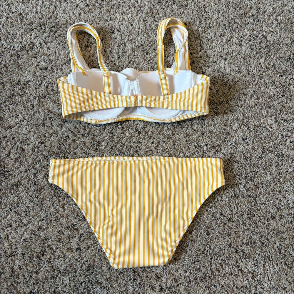 Shade & Shore Yellow and White Striped Bikini Set - Picture 2 of 4